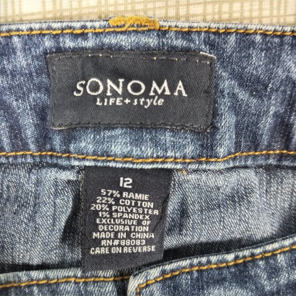 Sonoma Life&Style Jeans Women's Size 12 Straight Embroidered Button Flap Pockets - Picture 7 of 11